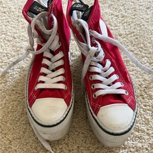 R13 Red High-Top Sneakers with White Laces
